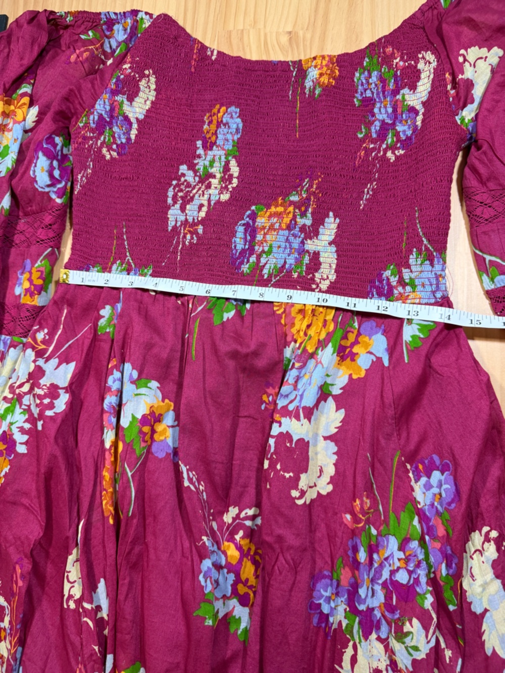 Free People Berry Floral Scoop-Neck Midi Dress B4 - Picture 5 of 11